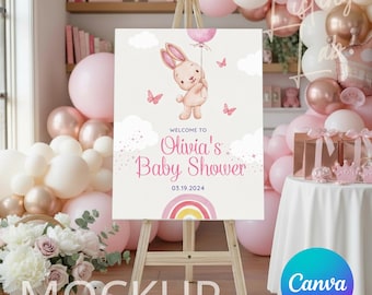 18x24 Baby Shower Welcome Sign Mockup Bundle, Canva Easel Sign Mockup, Editable Welcome Sign Template, Baby Shower Sign Mockup (10 styles)