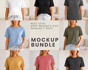 Next Level 6600 Women's Relaxed T-Shirt Mockup Bundle, 8 Colors (Digital Download)