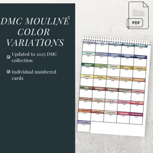 DMC Mouliné Color Variations Cards | Thread Organization, 2025 Update (PDF Download)