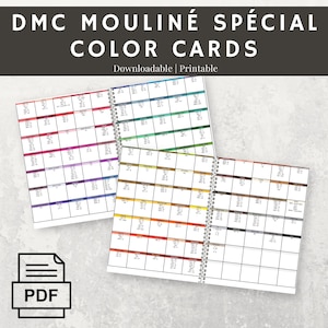 DMC Mouliné Sondergarn Farbkarten: Organisationssystem zum Ausdrucken (PDF Download A4 Format)