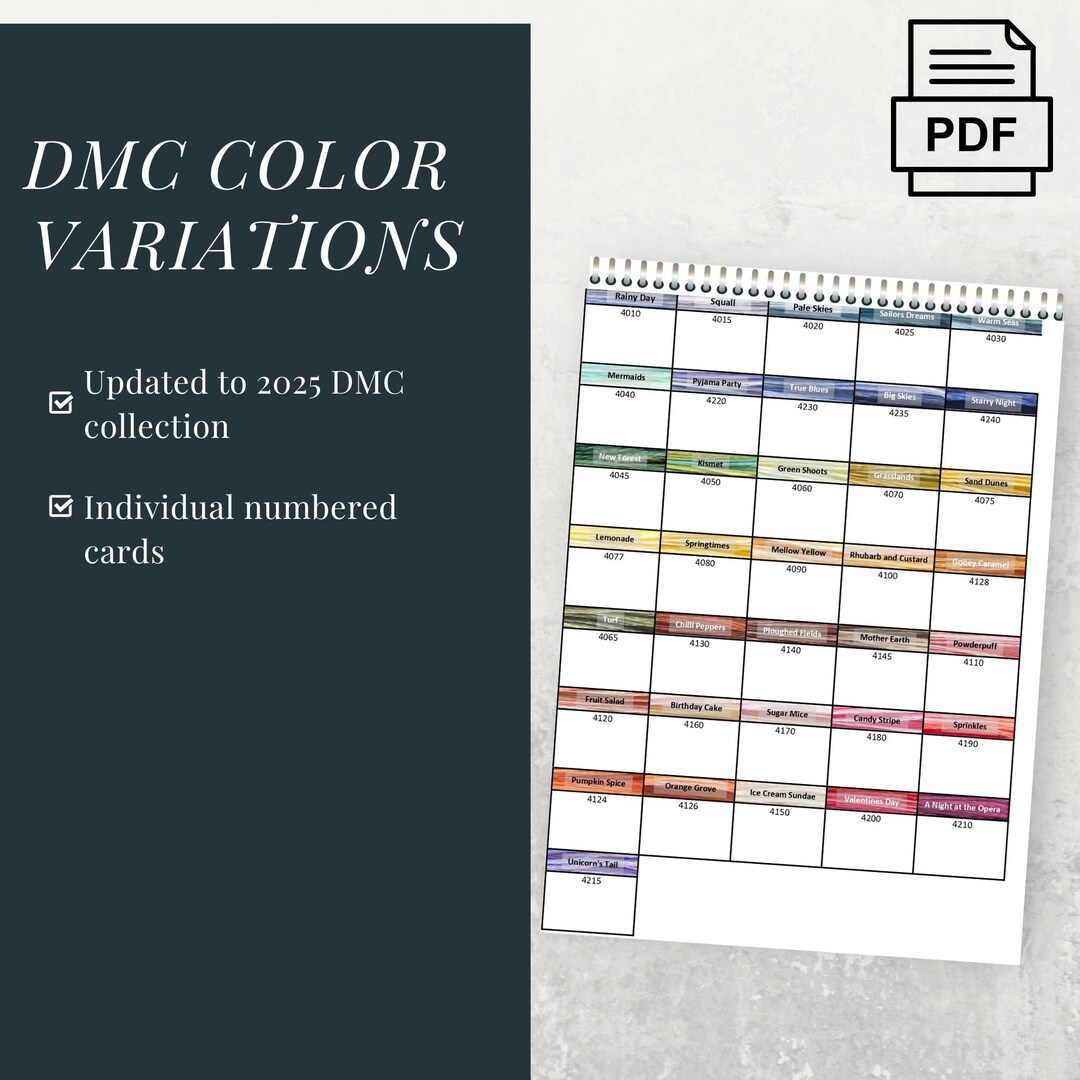 PDF DMC Color Cards | Thread Organization System | Printable Color ...