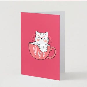 Carina cartolina regalo per San Valentino, cartolina di San Valentino con gatto, simpatico gatto per gli amanti dei gatti, Buon San Valentino per fidanzato, fidanzata, bambini PDF, ZIP