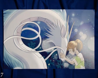 Spirited Away Chihiro and Haku Print 11x17 or 5x7