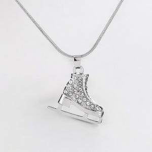 Skating Shoes Pendant Necklace – Ice Skate Shoes Skater Crystal Zircon Charm Jewelry for Women & Girls