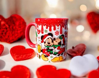 Taza hecha a mano con diseño de Mickey y Minnie: regalo perfecto, una linda taza de café.