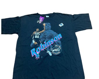 David Robinson San Antonio Spurs Salem NBA T-shirt Black USA Size M New 1990’s