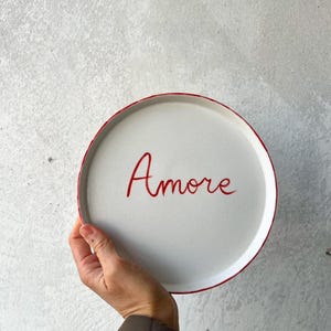 AMORE porseleinen bord | servies servies handgeschilderd keramiek handgemaakt wit porseleinen bord in Italiaanse stijl cadeau-idee aardewerk