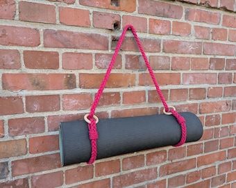 Red Jute Yoga Mat Strap: Handmade Eco-Friendly Carrier