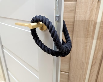 Black Cotton Rope Door Stop – Handmade Modern Decorative Doorstop for Home Décor