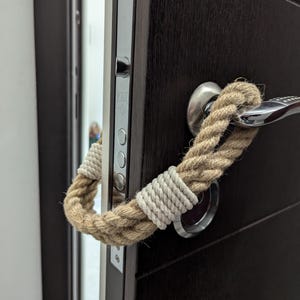 Jute Rope Door Stopper with White Accent: Eco-Friendly Home Decor