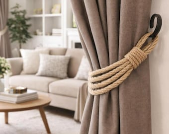 Amarrações de cortina de juta feitas à mão: decoração de janela rústica e boho