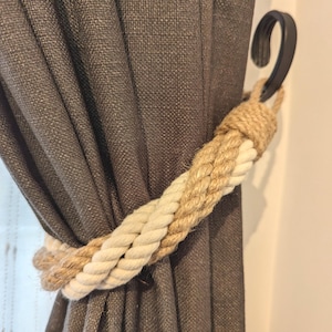 Handmade Curtain Tiebacks - Cotton , Jute Rope Twist - Eco-Friendly Window Decor, Rustic - Boho Curtain Holders - Natural Home Accessories