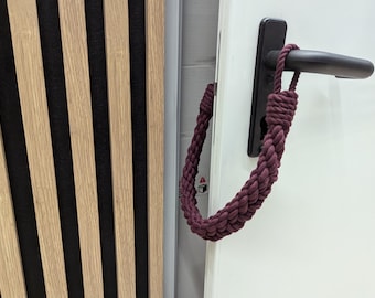 Fermaporta in corda di cotone color marrone fatto a mano: fermaporta rustico intrecciato