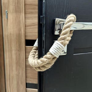 Deurstopper - Deurslot - Jute deurstopper met wit decor | Handgemaakt