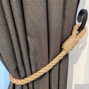 Curtain hold backs - Handmade Curtain Tieback with Jute Rope – Natural, Rustic Home Decor
