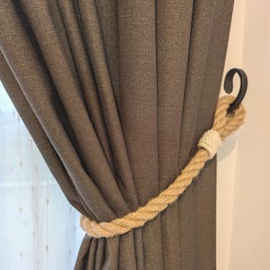 Curtain holdback - Handmade Curtain Tieback with Jute Rope – Natural, Rustic Home Decor