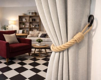 Amarrações de cortina de juta grossa: decoração ecológica para casa