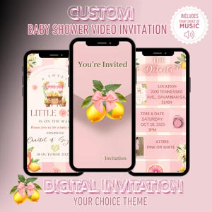 Custom Baby Shower Digital Invitation | Personalized Theme & Colors | Made-to-Order Video or Image Invite image 1