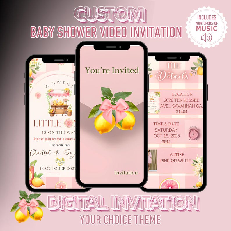 Custom Baby Shower Digital Invitation | Personalized Theme & Colors | Made-to-Order Video or Image Invite image 1