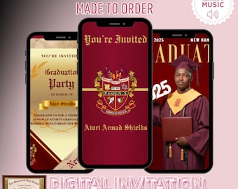Custom Graduation Party Digital Invitation | Personalized Class of 2026 | Made-to-Order Video or Photo Invite