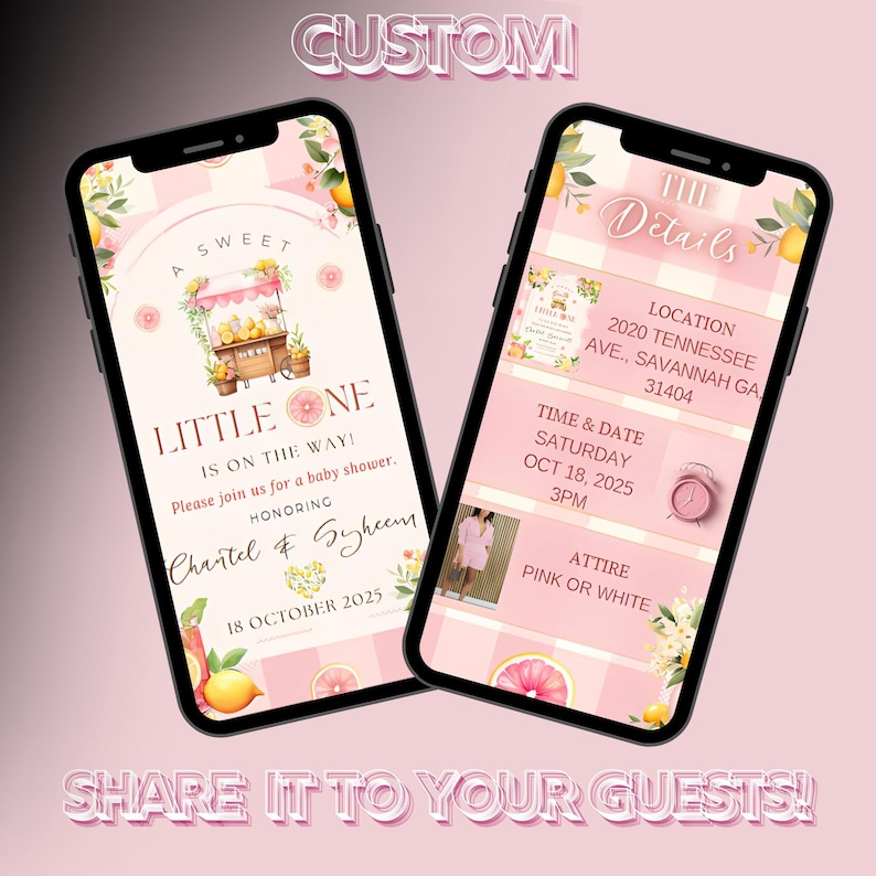 Custom Baby Shower Digital Invitation | Personalized Theme & Colors | Made-to-Order Video or Image Invite image 2