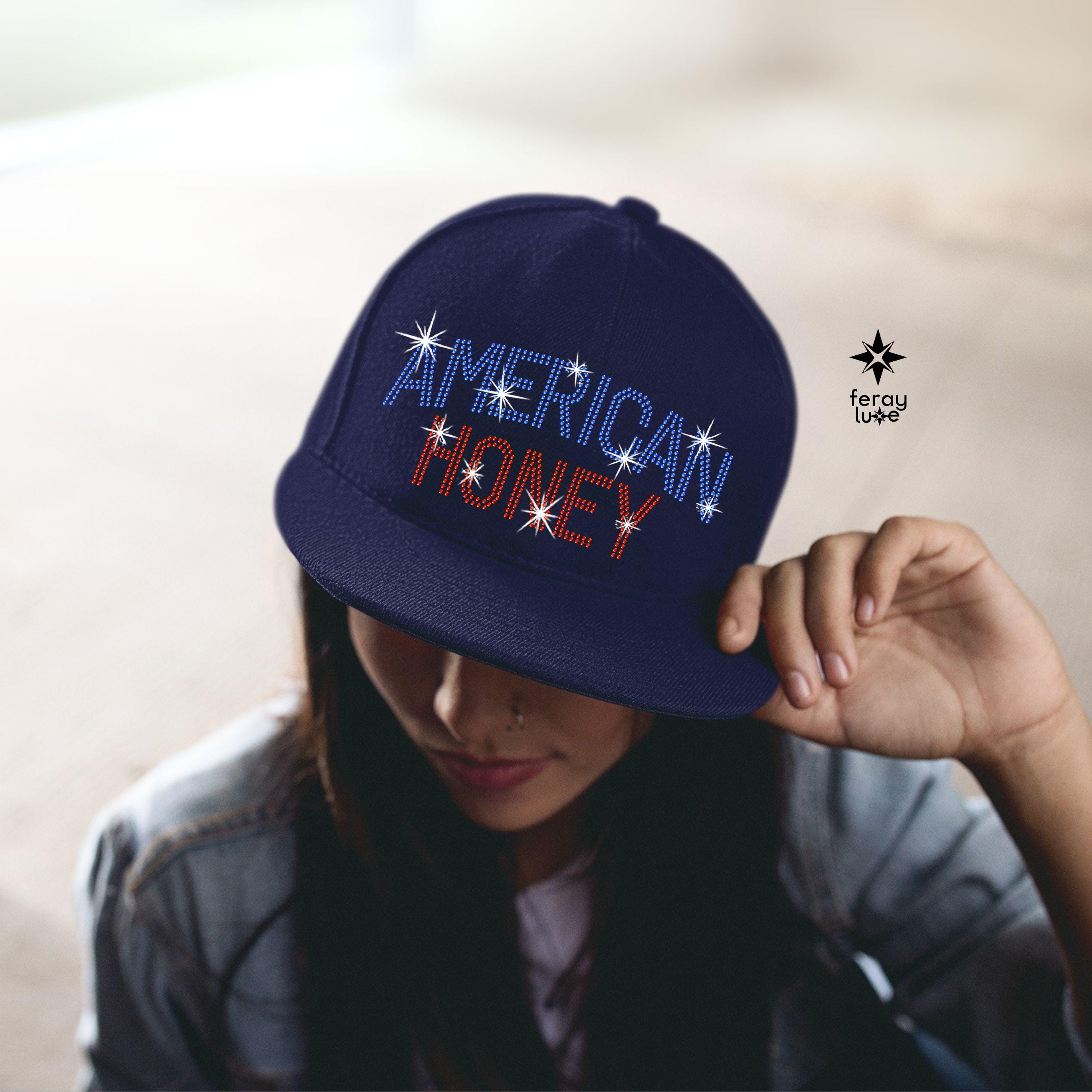 Rhinestone Sparkly American Honey Trucker Hat American Honey 3D Puff Embroidered Hat – denverco main image 4