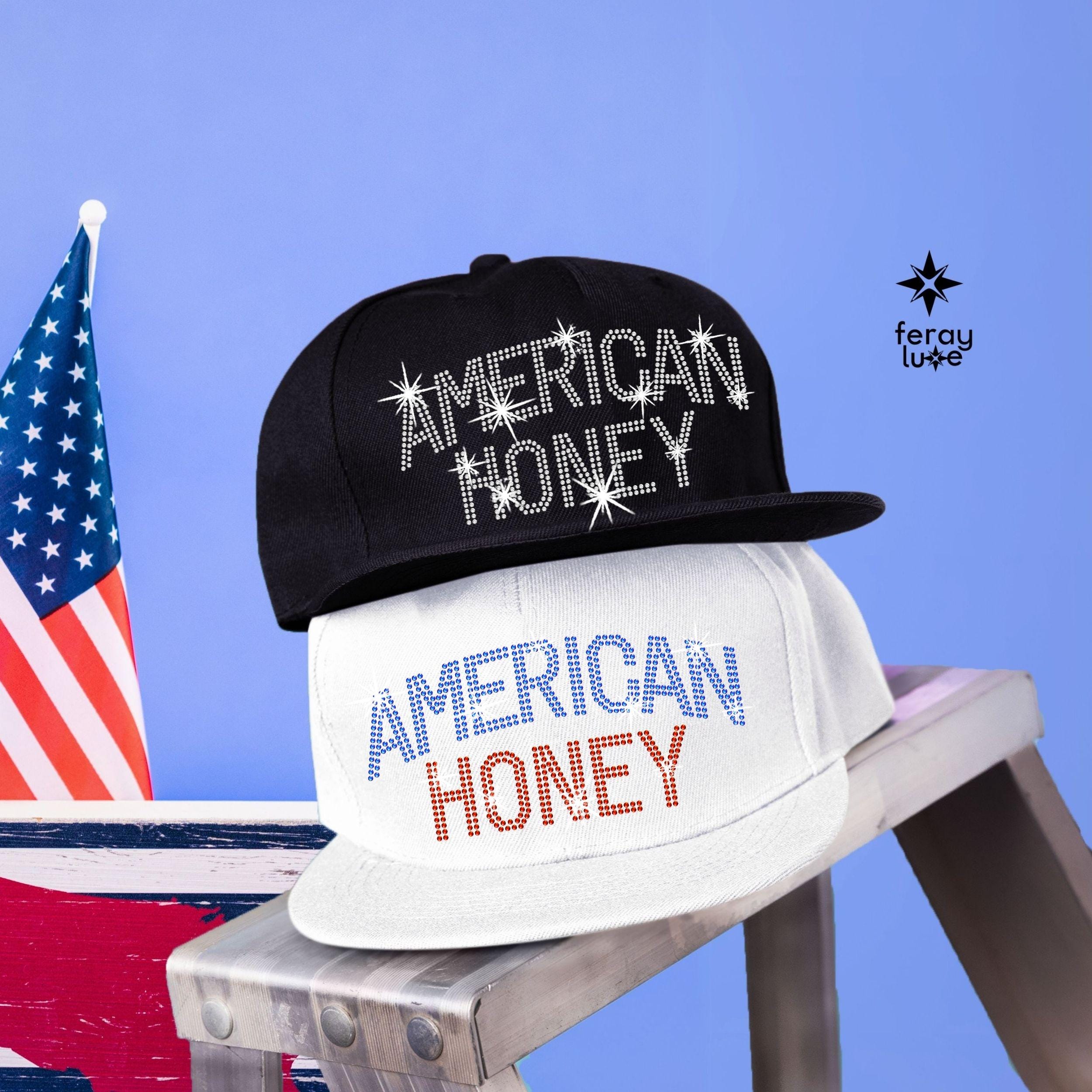 Rhinestone Sparkly American Honey Trucker Hat American Honey Rhinestone Snapback Hat: 4th of July Sparkle  main image 2