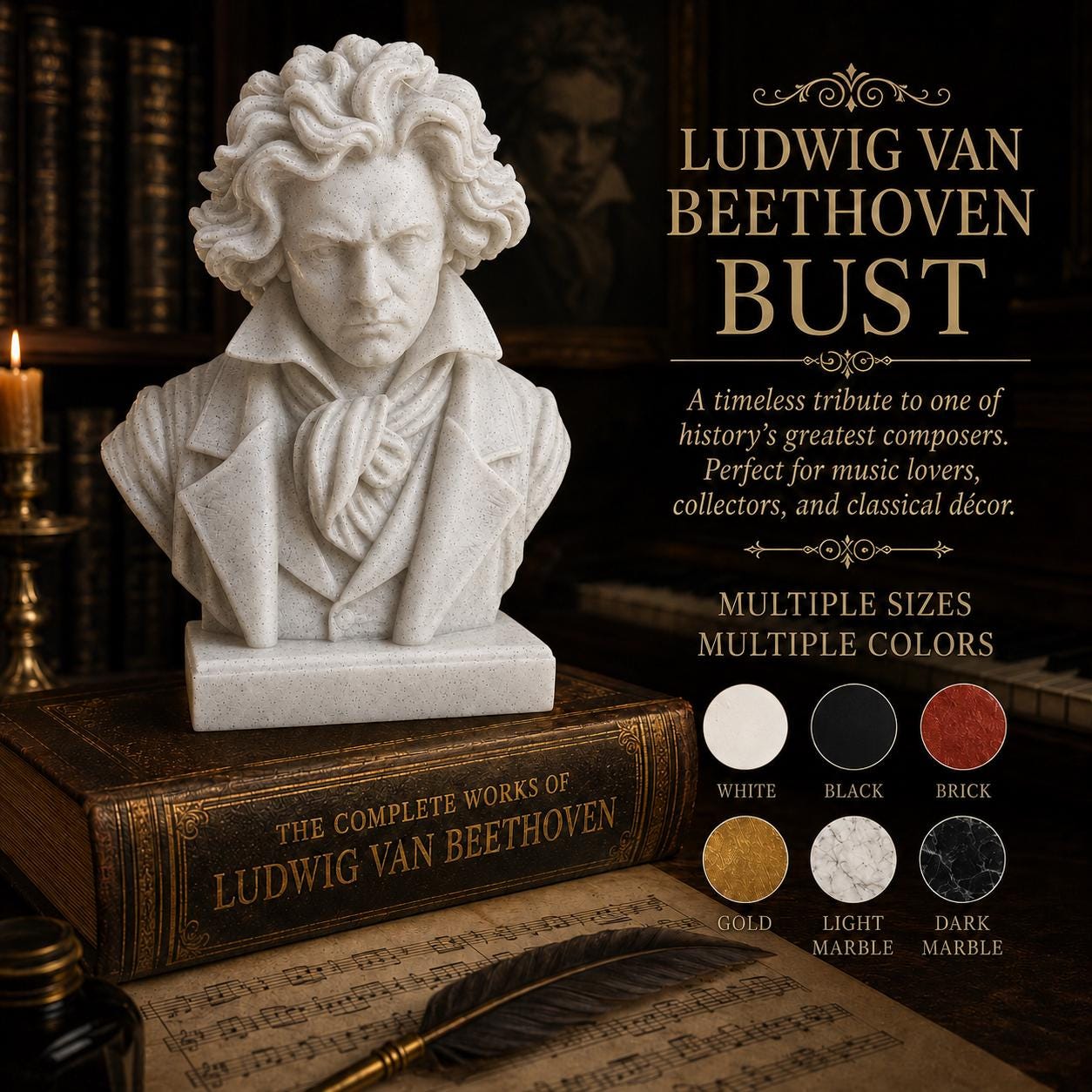 ベートーヴェン bust 陶器像 約20cm Beethoven Bust Cup & Saucer