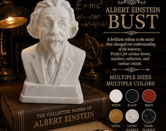 Albert Einstein Bust Statue Tongue Out Einstein Sculpture Physics Decor Science Teacher Gift Scientist Gift STEM Student Gift Desk Decor