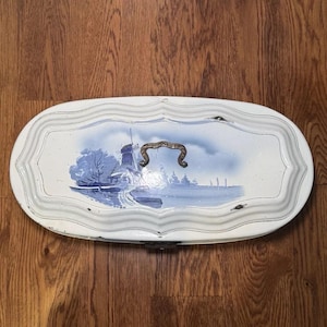 Rare French Enamel Antique Bread Box