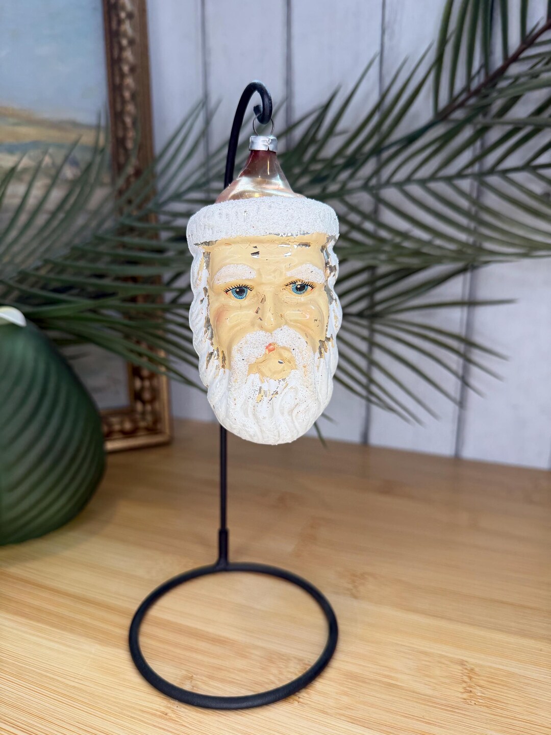 Vintage Figural Glass Santa Head Christmas Ornament Marked West Germany ...