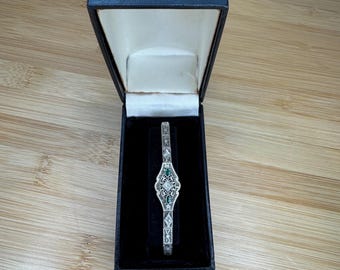 Antique Art deco Filigree 14k white gold and diamond bracelet