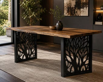 Pieds de table décoratifs en métal en forme d'arbre, base de table de salle à manger industrielle en acier noir