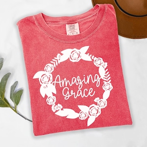 Christian Comfort Colors Shirt, Women Amazing Grace Gift, Christian Crewneck TShirt, Christian Gift for Her, Faith Based Oversized Shirt
