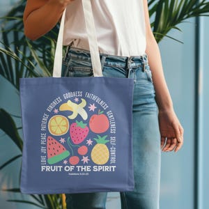 Christliche Einkaufstasche, Frucht des Geistes Einkaufstasche, christliches Geschenk für sie, Bibel-Taschen-Einkaufstasche, zurück zur Schultasche für Mädchen, Taufe