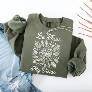 Christliches Sweatshirt, sei du meine Vision Boho Floral Christian Crewneck Sweatshirt, christliche Geschenke für Frauen, minimales christliches Sweatshirt
