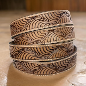 Western Full Grain Genuine Leather Belt Tooled Embossed Unisex Western Belt Without Buckle 1.5&quot; Wide Western Belt Leather Strap