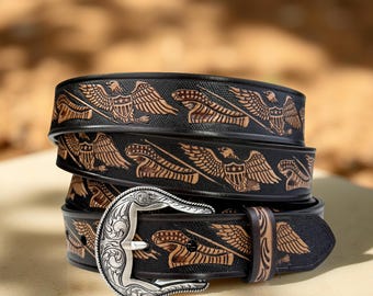 Ranger hair on hide bling studded western belt Vntg Ranger Belt Co. Western Cow Hide Belt Bling Grommets  main image 4