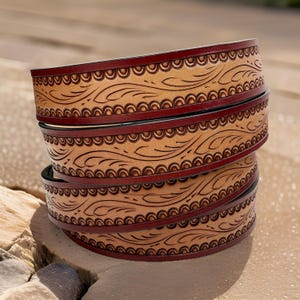 Western Full Grain Genuine Leather Belt Tooled Embossed Unisex Western Belt Without Buckle 1.5&quot; Wide Western Belt Leather Strap