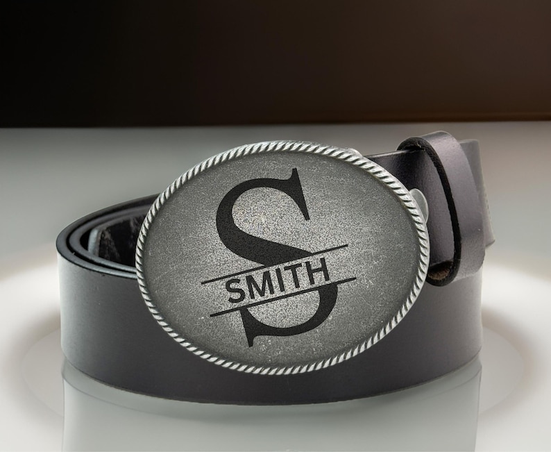 Monogram Engraved Father's Day Belt Buckle Engraved Groomsman Cowboy ...
