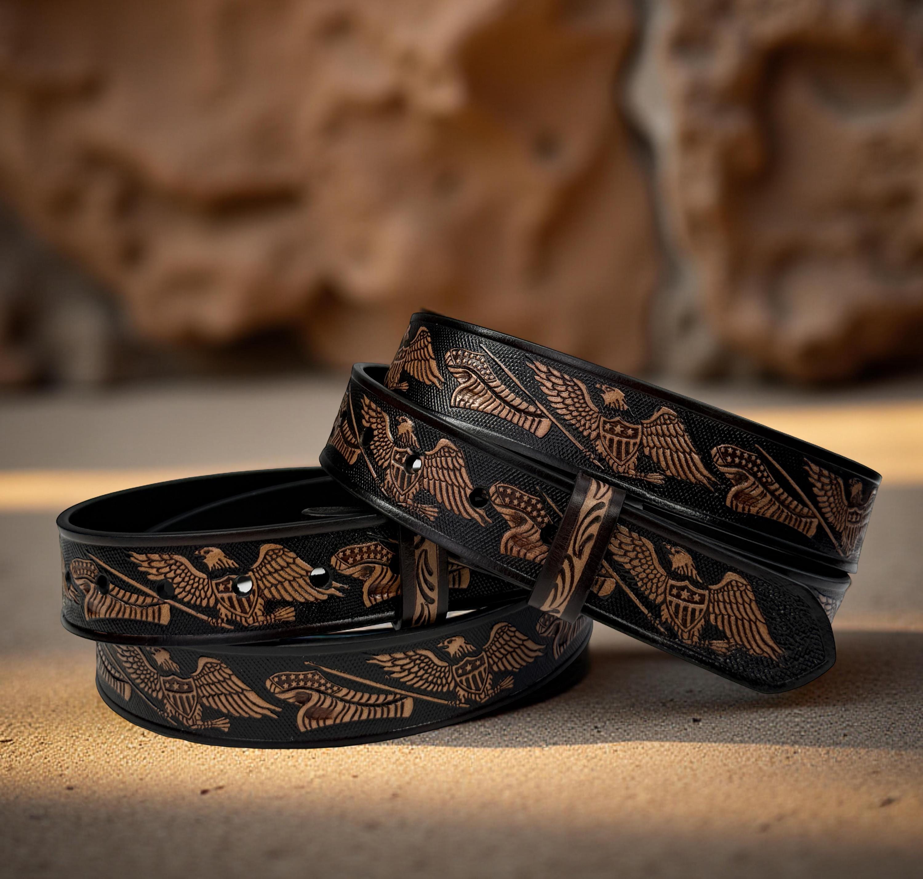 2947 Western Belt For Women Men Cowgirl Cowboy Floral Engraved Tooled Women Men Tooled Western Floral Engraved Leather Belt 100  main image 4
