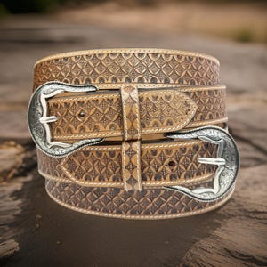 Genuine Leather Western Carved Embossed Tooled Cowboy Cowgirl Floral Strap Belt Full Grain Leather Heavy Duty Removable Buckle
