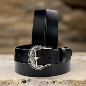 Western Full Grain Genuine Leather Belt Tooled Unisex Western Belt 1.5&quot; Wide Belt Removable Buckle