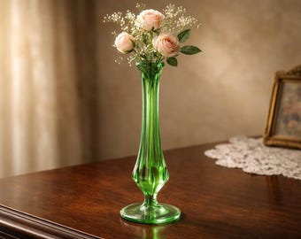 Vintage Uranglas Vase mit 8 Scheiben