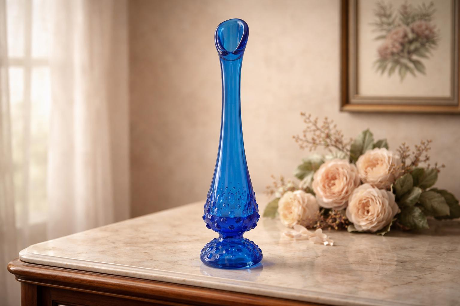 レア！50sアメリカアンティーク　オールドフェントン　ブルーオパールセント水差し Blue Fenton.swung Vase - Etsy