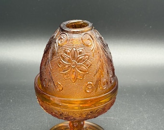 Vintage Glas-Elfenlampe von Indiana Glass in bernsteinfarbener Optik