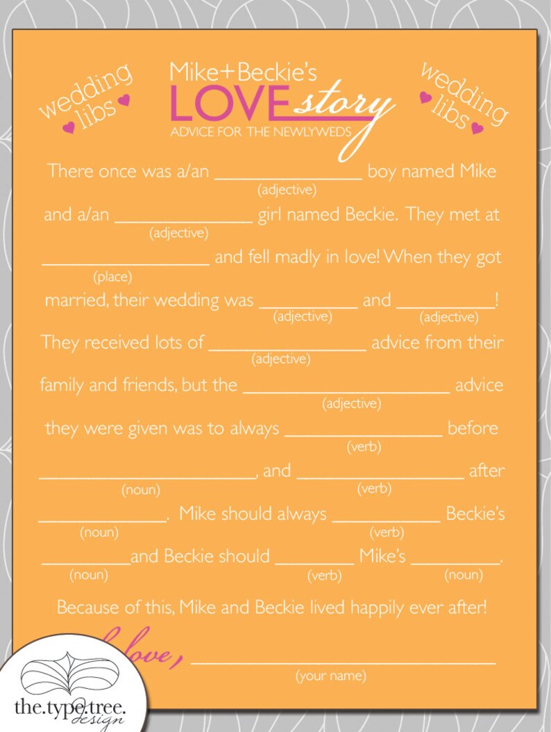 Wedding Mad Libs DIY Printable pdf file | Etsy