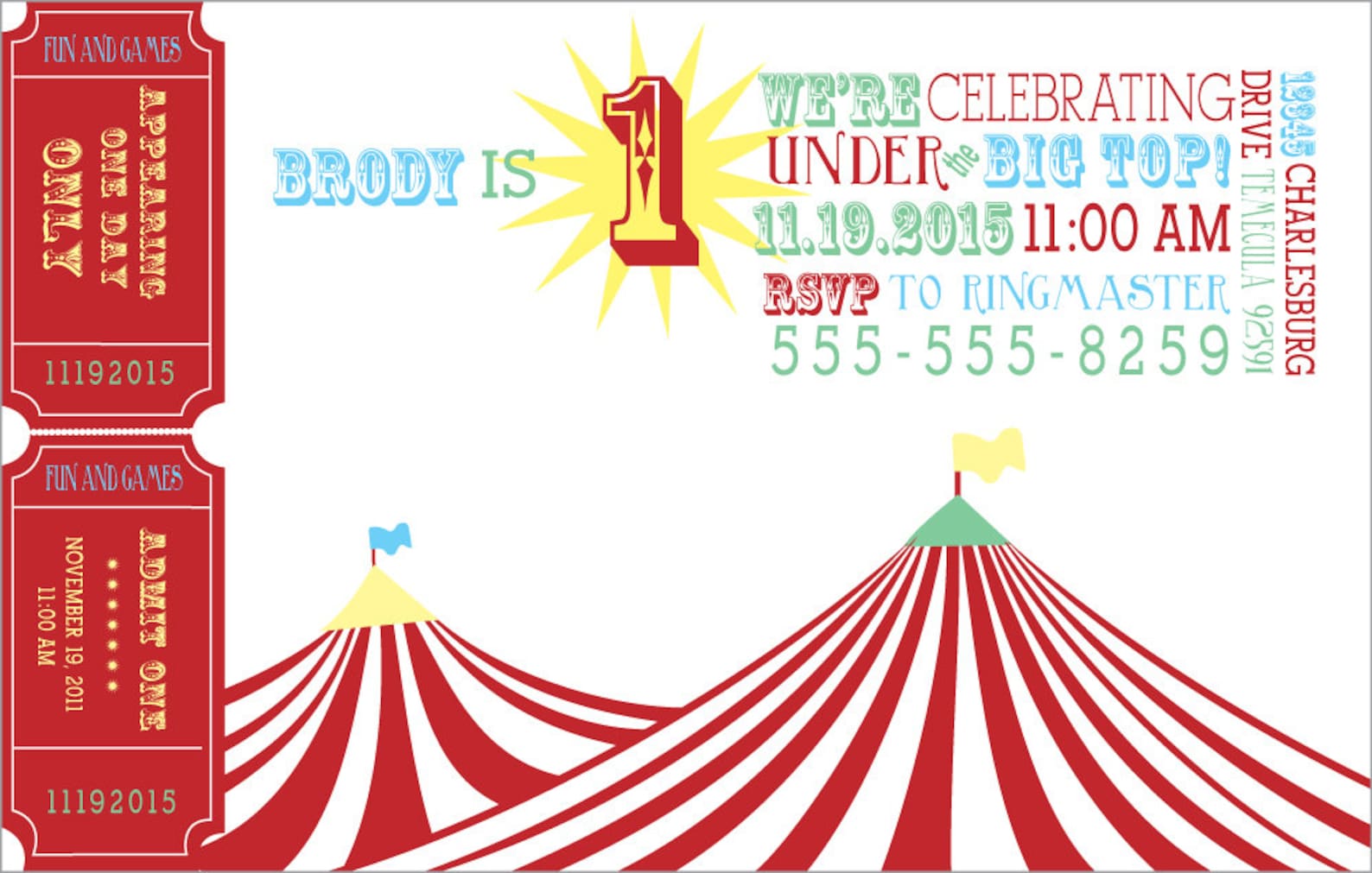 Circus Tent Birthday Invitation DIY Printable PDF File | Etsy