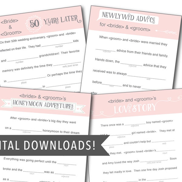 Guest Book Wedding Mad Libs Etsy