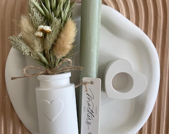 Muttertag Muttertagsgeschenk Tablett Trockenblumen Kerzen